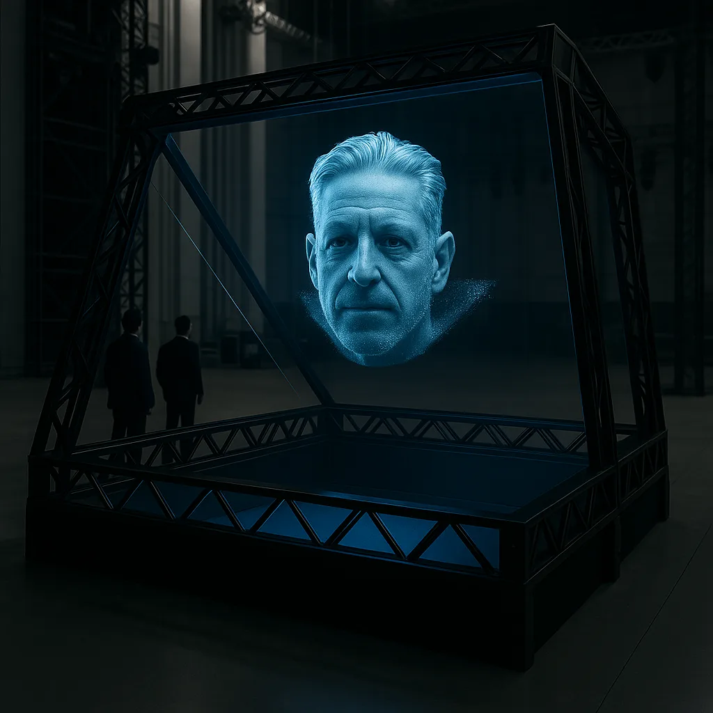 Holographic array: A volumetric image that reads as present in the room, without glasses or a headset.