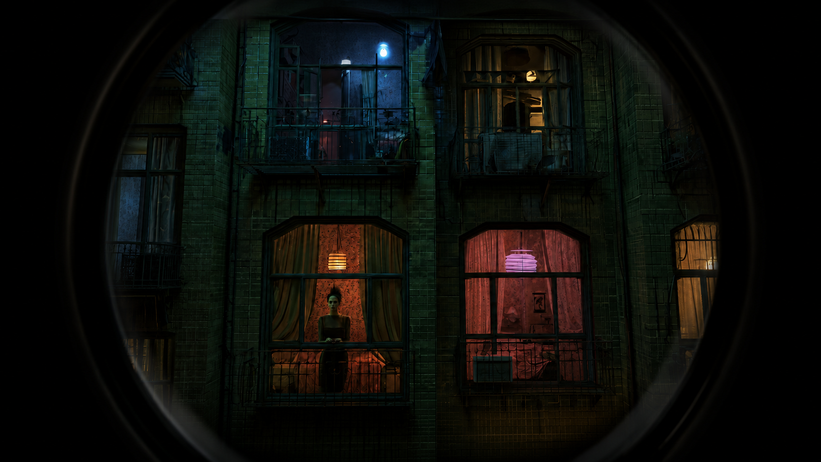 A building seen through an optical frame