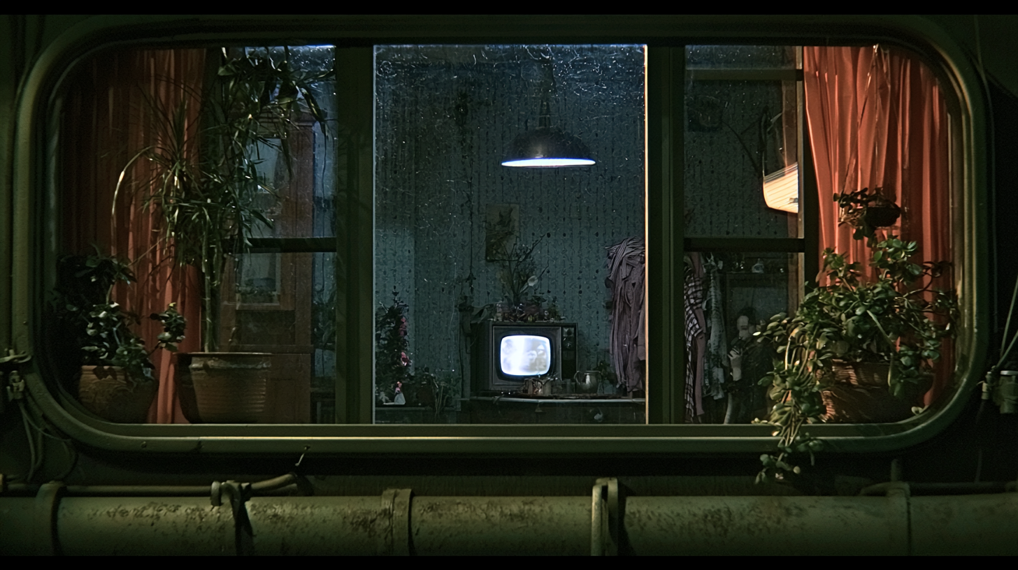 Television-lit interior study